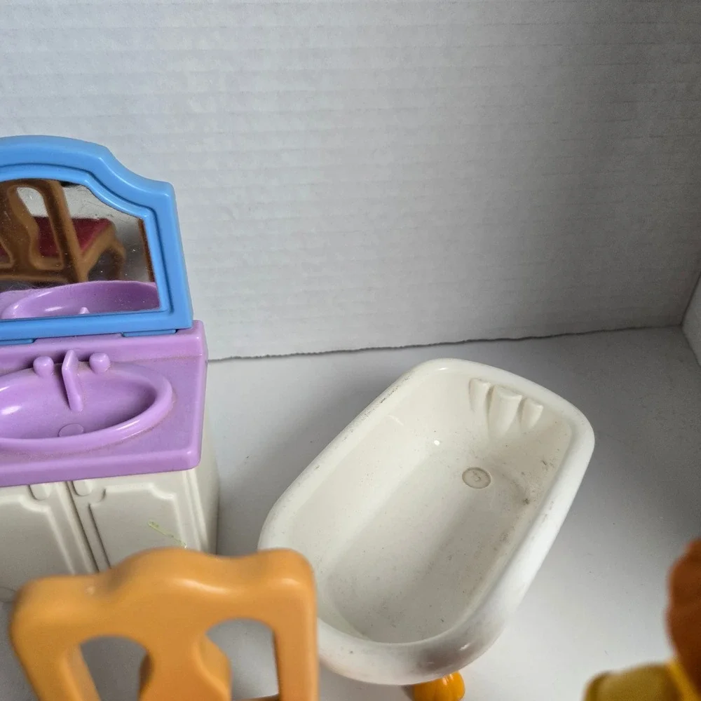 Little Tikes Grand Mansion Dollhouse Furniture Lot of 7 Pieces With Doll Vintage
